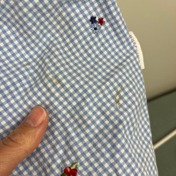 Vintage Mufflings Blue Gingham Fruit & Flower Overalls 9 Months - Picture 8 of 8